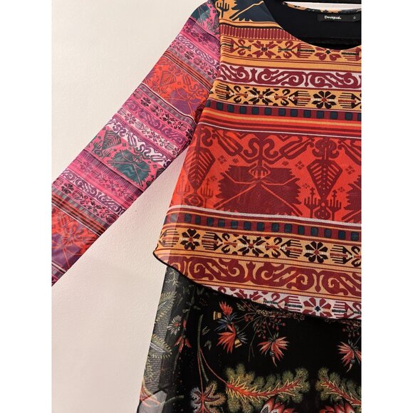 Desigual Layered Long sleeve Mini Dress Size Small - Picture 3 of 7